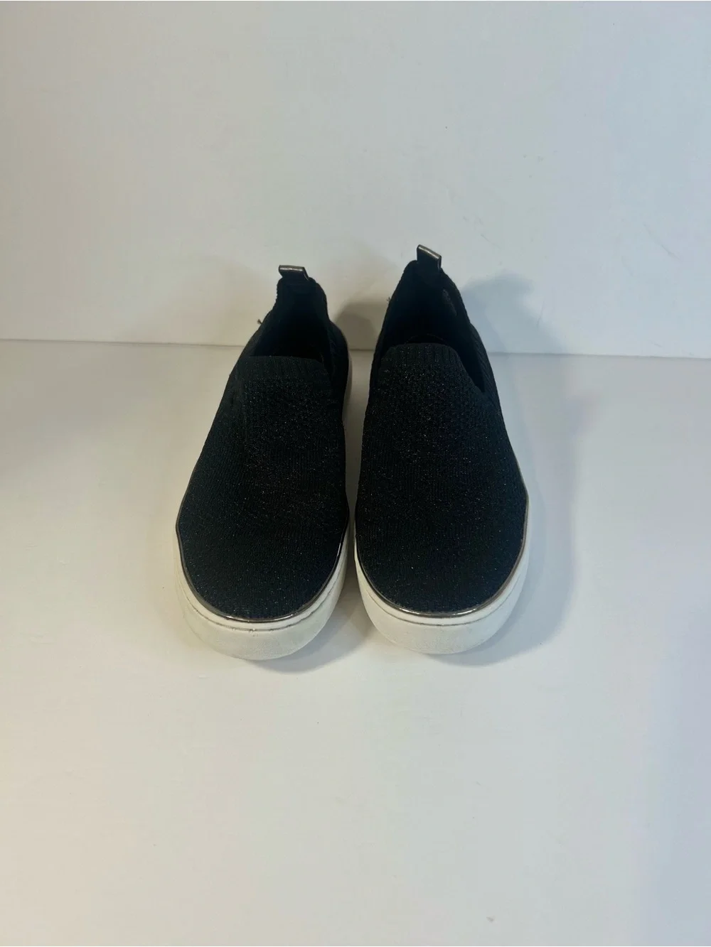 Michael Kors Black Knit Slip-On Sneakers with White Soles